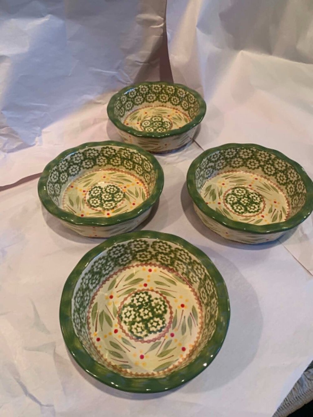 Temp-Tations by Tara Old World Green Scalloped Edge 5” Ramekins - Set of 4